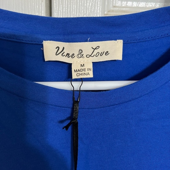 Tassled Blue Womens T-Shirt Top 100% Cotton Blouse Vine & Love Size Medium NWT - Picture 5 of 8